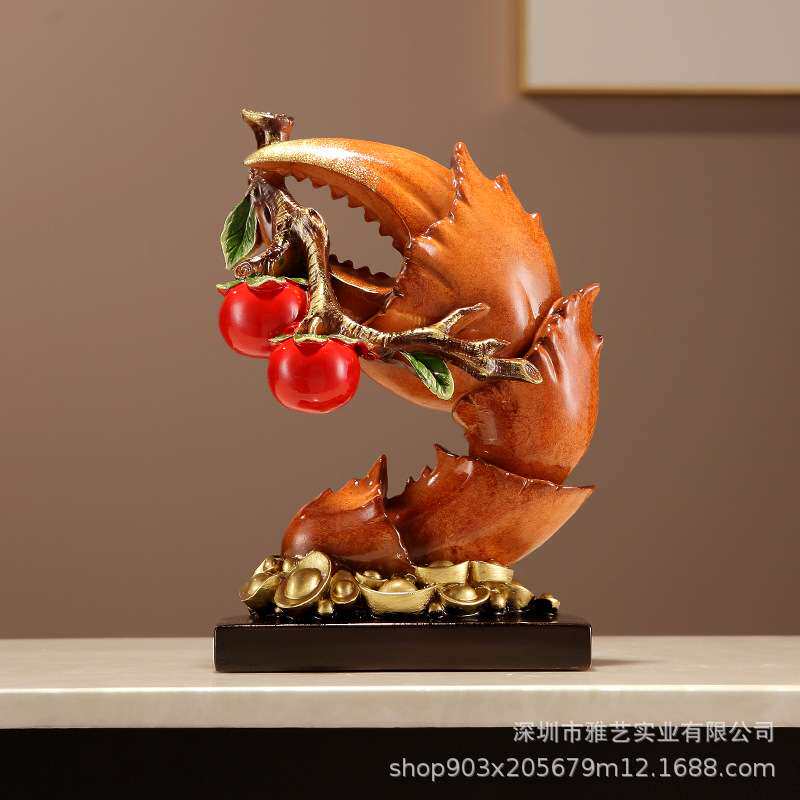 中式有钱有势柿子寓意好的摆件客厅玄关办公室高档装饰工艺品摆设