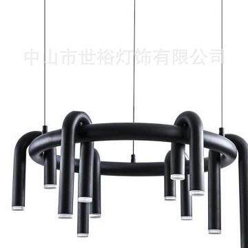 设计师款U型吊灯现代北欧客厅长条餐厅吧台岛台样板房铁艺LED灯具