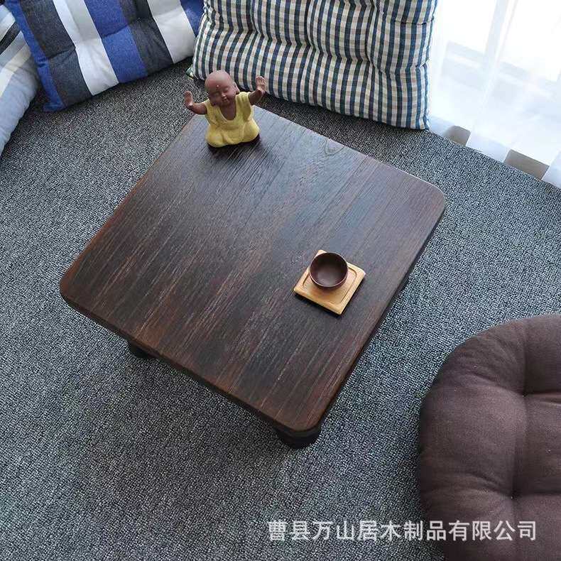 新款 日式烧桐木小方桌简约榻榻米飘窗桌子茶几矮木质地桌实木