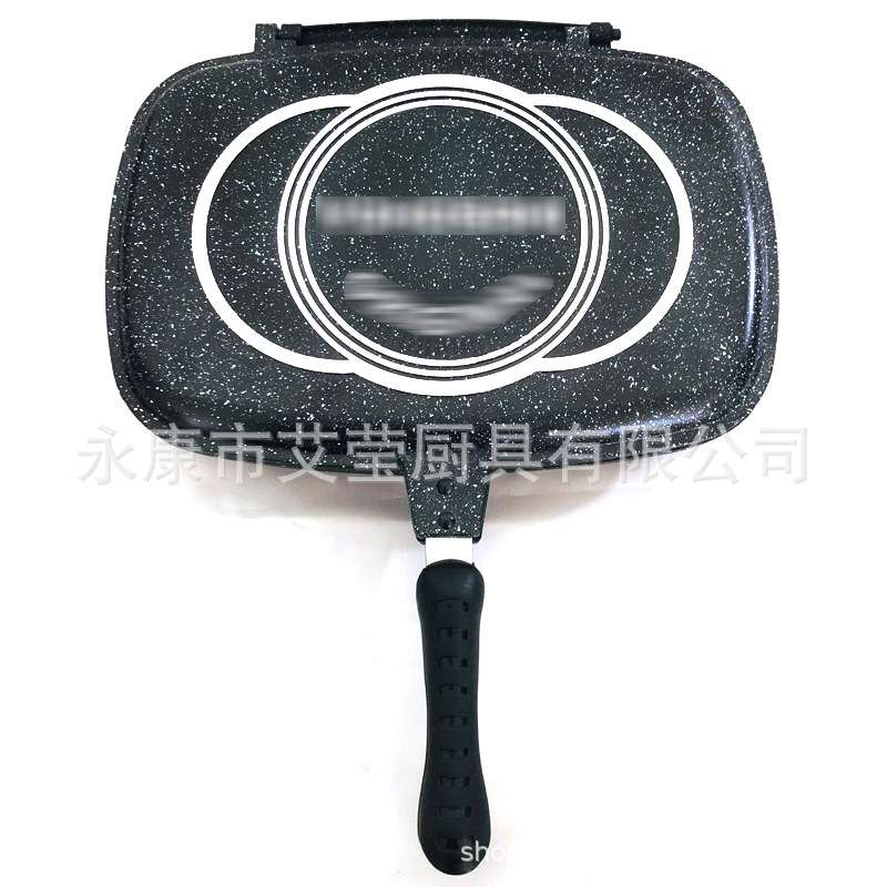 外贸出口铝制韩式双面烤盘36CM牛排煎盘不粘锅三明治磨具