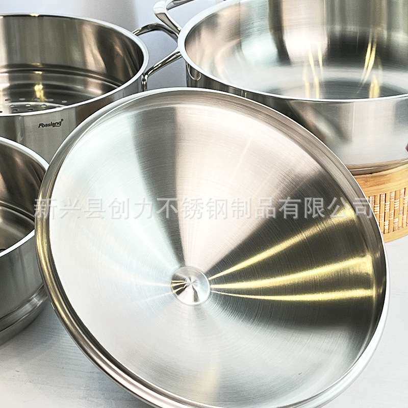 菲仕朗不锈钢蒸锅家用三层带蒸屉无涂层汤蒸锅304加厚炒锅