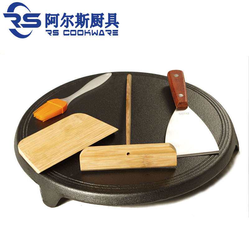阿尔斯铸铁三腿铁鏊子烙饼锅山东煎饼铁锅无涂层凸盘电磁炉适用