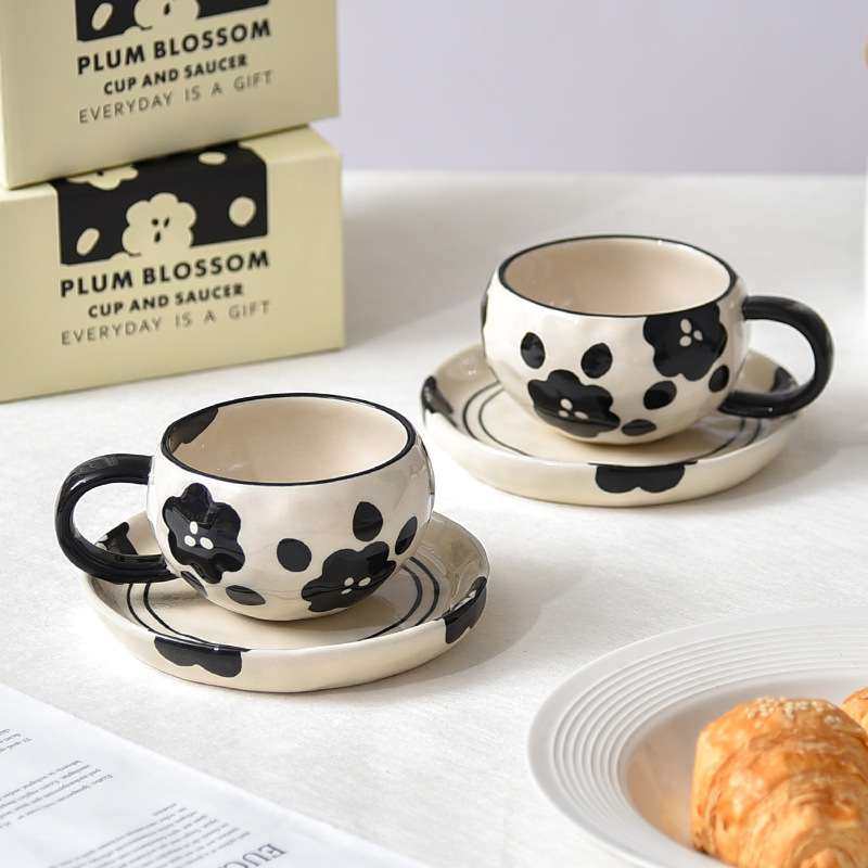 黑色山茶花咖啡杯碟套装陶瓷家用创意办公室下午茶杯耐高温马克杯,玩具/童车/益智/积木/模型,遥控车升级件/零配件,淘宝优惠券,粉丝福利购,淘宝优惠卷