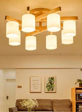 现代简约创意实木led客厅餐厅卧室书房原木吸顶灯灯具X8069
