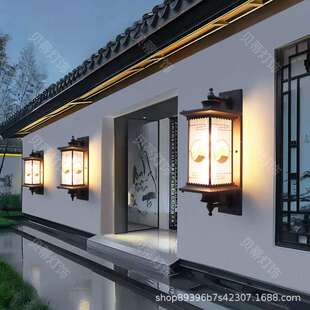 太阳能户外新中式壁灯防水别墅LED庭院门口灯走廊外墙壁挂庭院灯