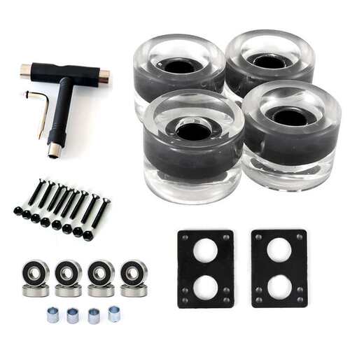 【袋装】4pc陆地冲浪板桥滑板70x51mm刷街轮透明PU长板轮78A轴承