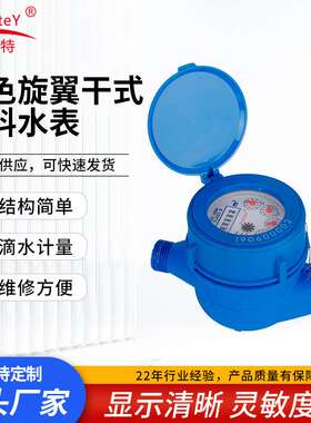 跨境贸易蓝色R160旋翼干式多流尼龙塑料水表出租屋水表仪器DN15