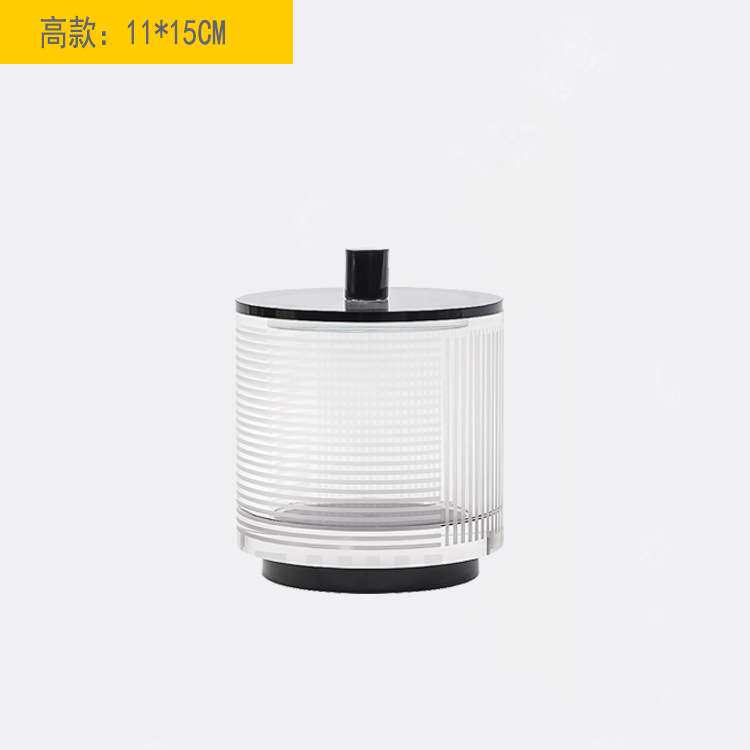现代简约欧式轻奢圆形线条水晶玻璃装饰罐收纳盒摆件样板房饰品