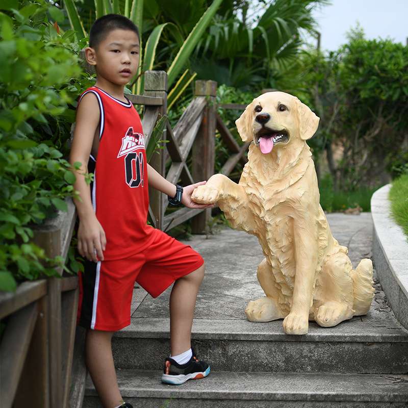 仿真金毛摆件拉布拉多猎犬罗威纳斑点狗模型家居庭院装饰狗狗雕塑