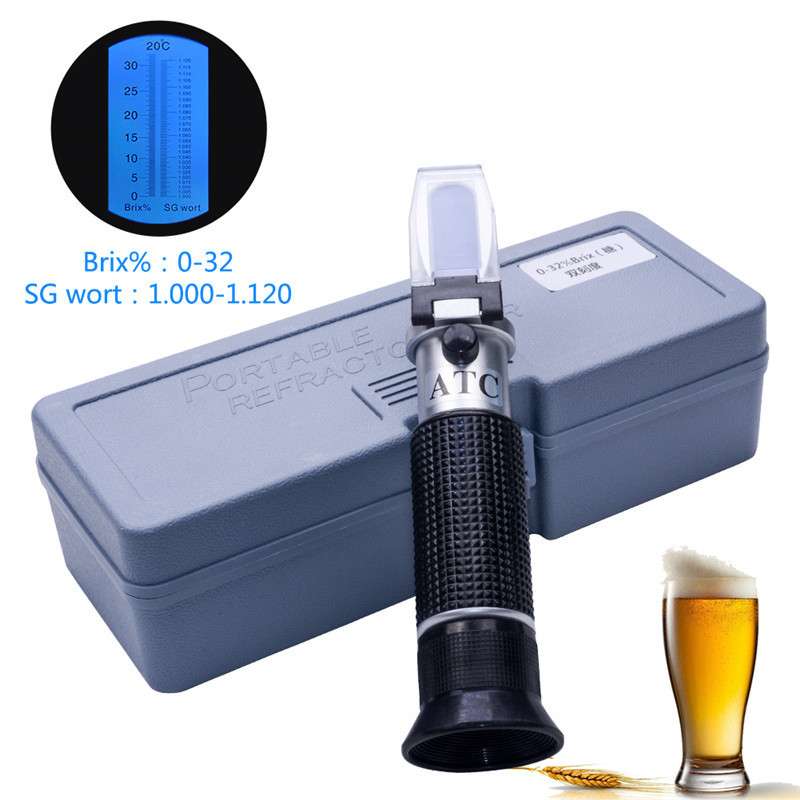 手持式折射仪0-32/1.000-1.120 糖度计/麦芽汁双刻度测量计折光仪
