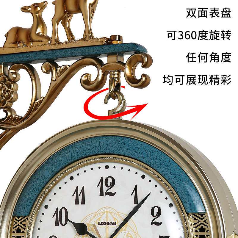 双面挂钟表静音客厅大气复古现代轻奢新中式北欧风格装饰时钟
