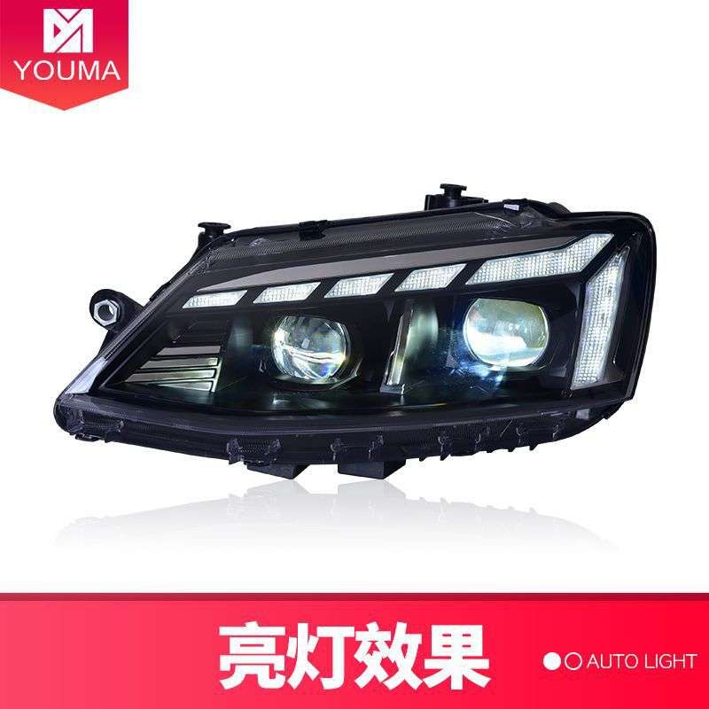 专用于大众新速腾大灯总成12-19款改装LED日行灯流水转向LED大灯