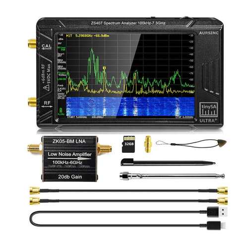 tinySA ULTRA 4寸屏手持式射频频谱分析仪100k-7.3GHz信号发生器