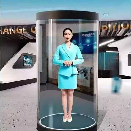 10.1寸虚拟AI数字人一体机 3D全息舱语音对话 透明屏展示柜全息仓