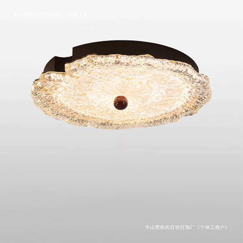 楚岸照明中古风冰晶树脂荷叶吸顶灯卧室灯意式全光谱护眼儿童房灯