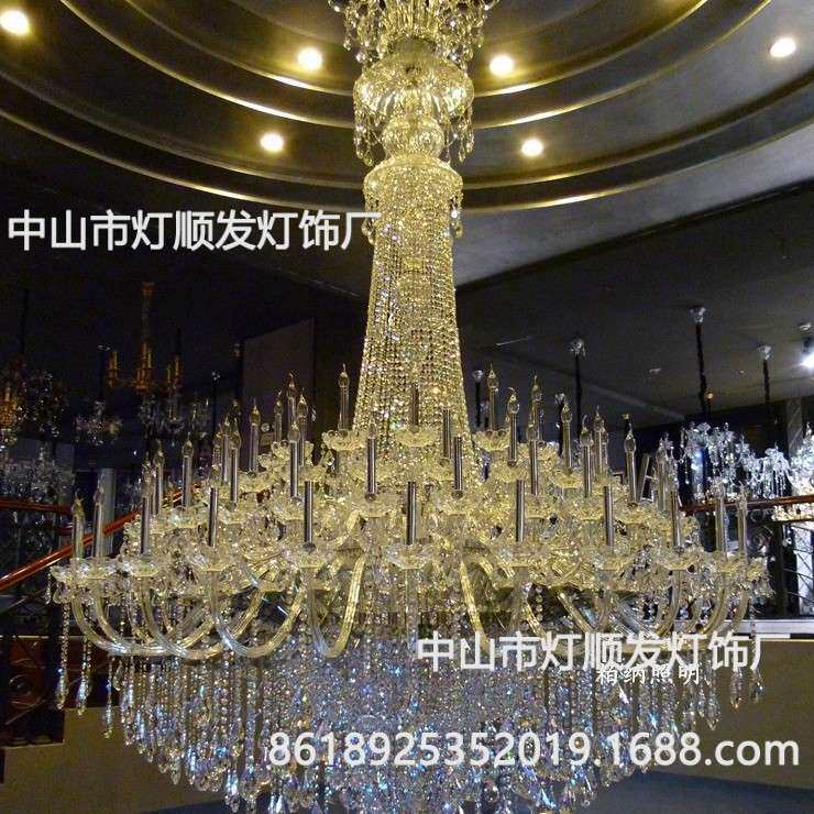 欧式复式楼大吊灯酒店大堂楼中楼楼梯长吊灯奢华别墅客厅水晶吊灯