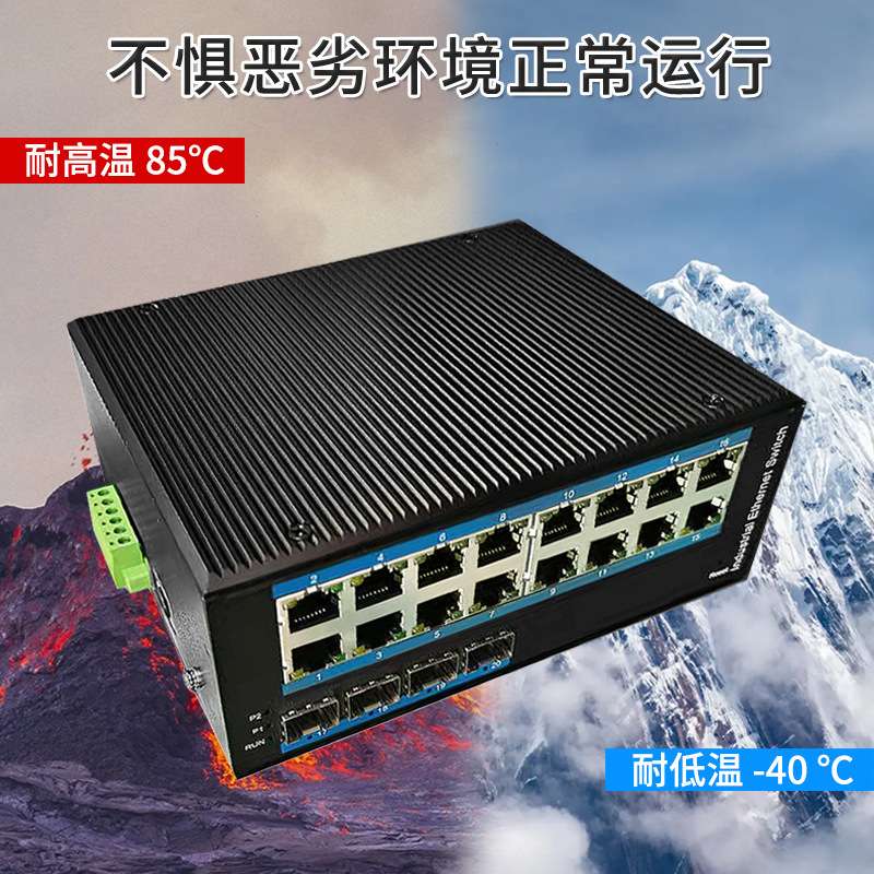 SFP千兆网管型工业收发器 IP40防护4光16电导轨式环网交换机