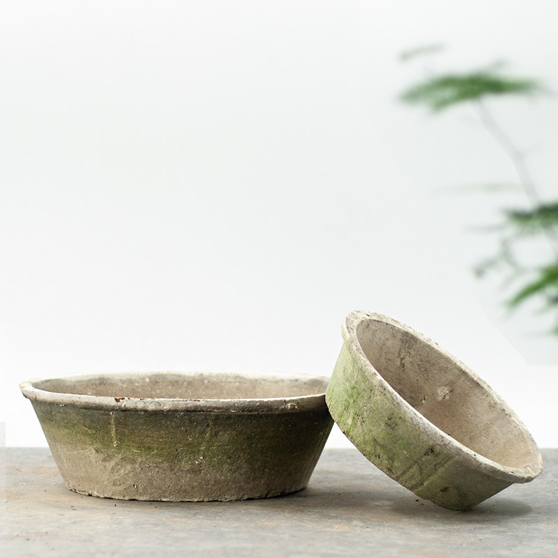 央盆 粗陶红陶盆手工o黑陶盆泥瓦盆植物纤维花盆窑变阳台盆景创意