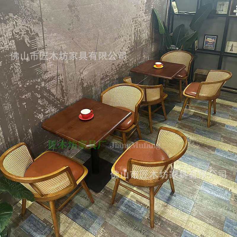 主题餐厅桌椅组合日料烧烤店茶餐厅咖啡厅实木椅子工业风卡座沙发