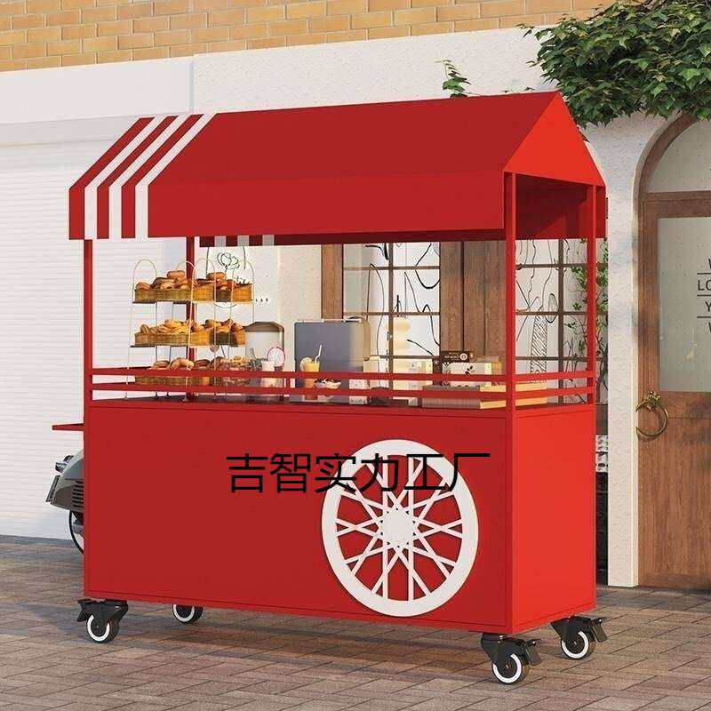 网红铁艺餐车摆摊小推车夜市商场超市促销台售货车移动小吃摊