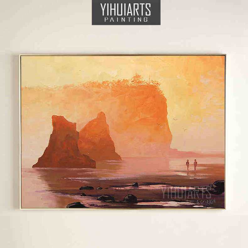 现代简约玄关装饰画油画风景手绘客厅有框画现代走廊卧室餐厅挂画