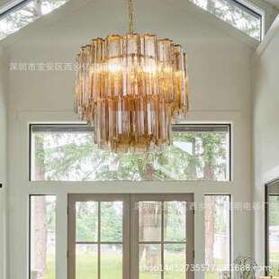 法式复古别墅卧室灯大厅客厅灯中古新款餐厅灯穆拉诺玻璃吊灯
