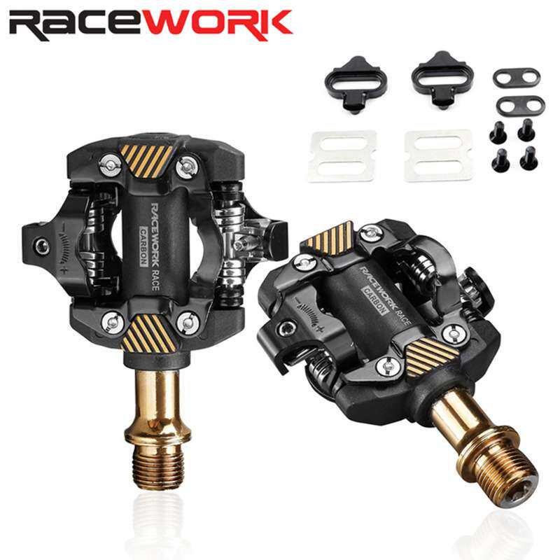 RACEWORK山地锁踏超轻自锁DU轴承脚踏脚蹬山地车锁踏m8100复碳纤