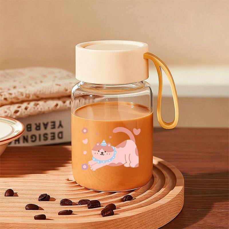 水杯女生玻璃杯夏日高颜值高硼硅刻度豆浆咖啡杯早餐便携牛奶杯子,餐饮具,柠檬杯,淘宝优惠券,粉丝福利购,淘宝优惠卷