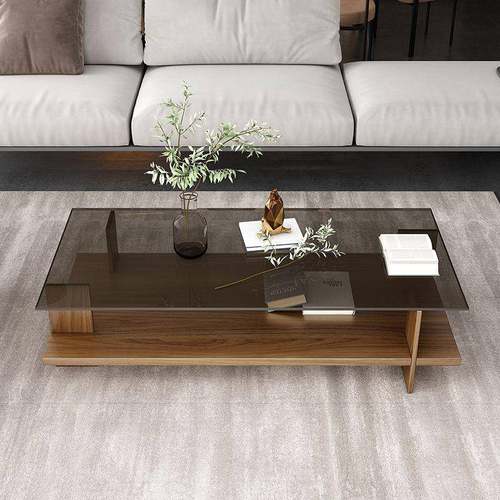 钢化玻璃茶几小户型客厅客厅家用现代简约实木透明轻奢创意茶桌