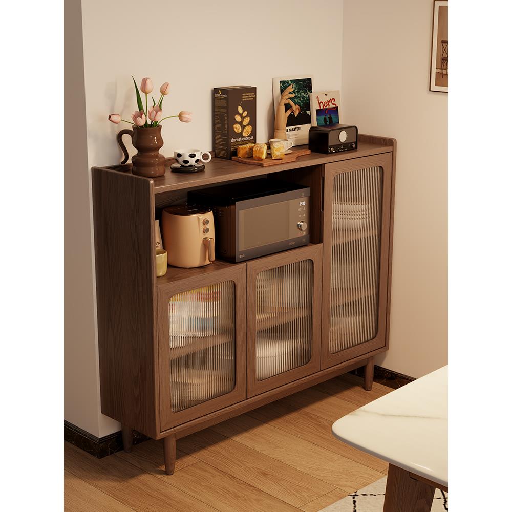 冬木实木餐边柜小户型厨房客厅储物柜一体式30CM靠墙窄边柜子