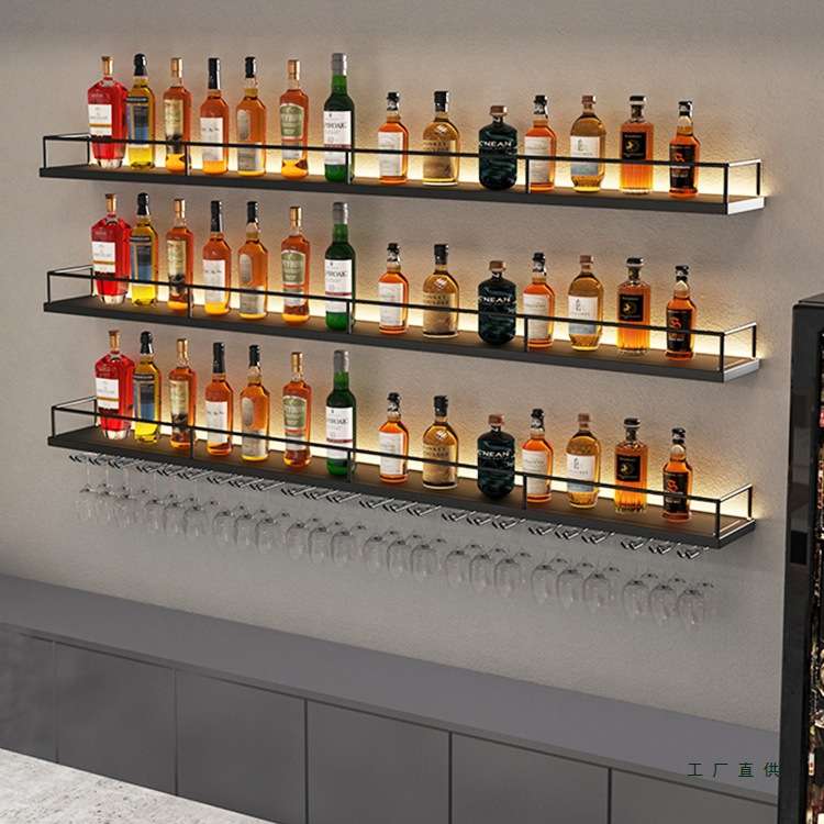 简约上墙酒架吧台壁挂红酒杯杯架倒挂餐厅悬挂铁艺酒柜置物架轻奢