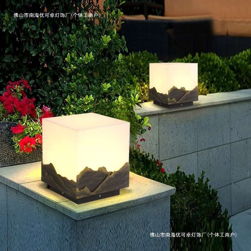 柱头灯家用户外欧式四方新款方形庭院仿古日式风灯民宿手提阳台