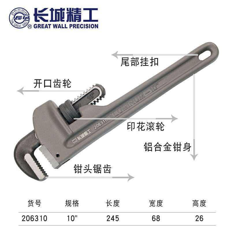 久聚和长城精工铝合金管钳12/14/18/24/36寸多功能快速重型水管钳