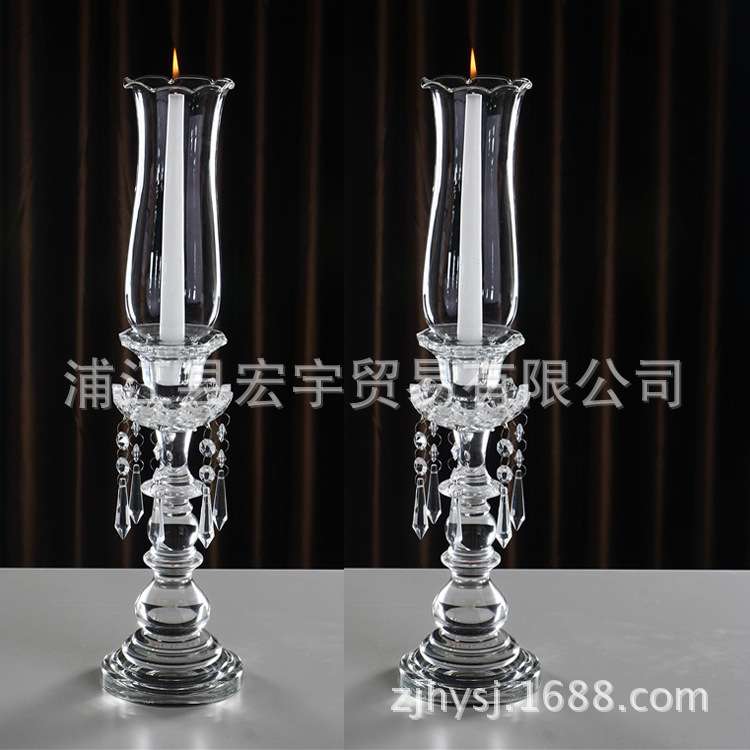 欧式水晶蜡烛台烛光晚餐婚庆婚礼道具餐桌装饰单头烛台摆件