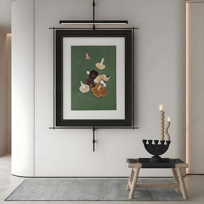 装饰画金属杆餐厅两幅壁灯高级画氛围灯酒店感走廊尽头挂画吊杆无