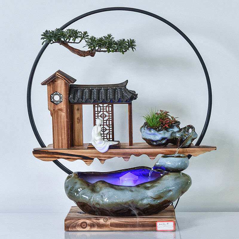 客厅室内流水摆件 陶瓷家居工艺品创意加湿器办招财循环流水摆件