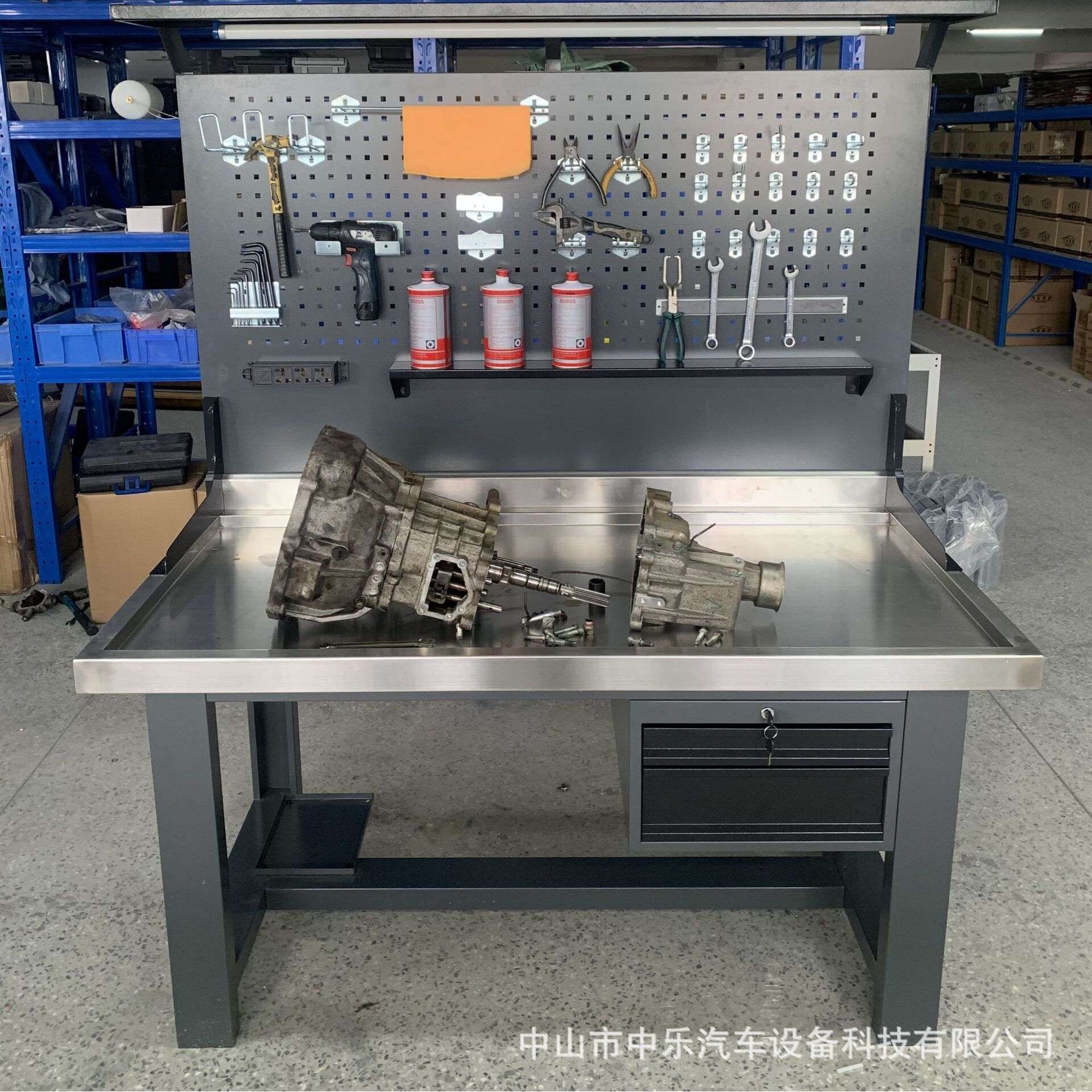 汽修发动机变速箱重型防静电工作台不锈钢实验室车间操作检验桌子