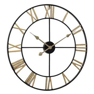 金属罗马字挂钟圆形客厅家居挂墙时尚钟表静音石英钟创意简约时针