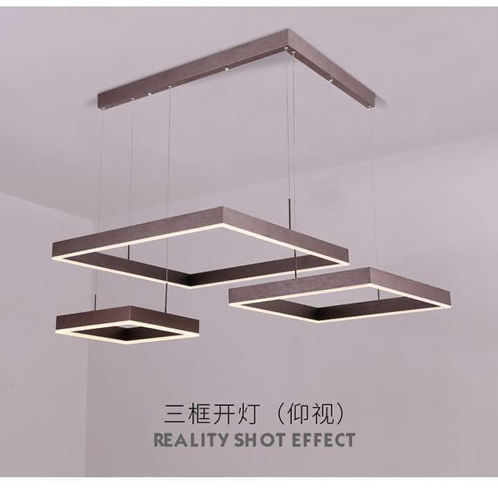 铝材led客厅灯吊灯2023新款北欧创意方形家用餐厅灯中山灯具智能