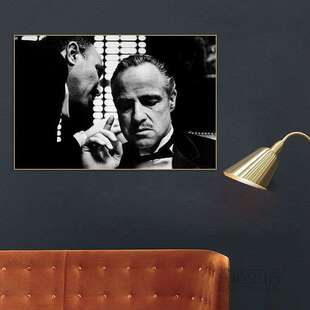 教父经典电影挂画马龙白兰度酒馆酒吧装饰画复古怀旧卧室壁画