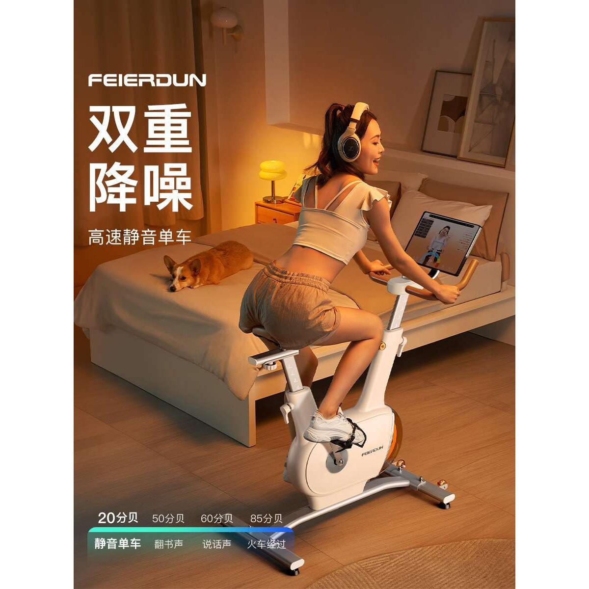 飞尔顿静音智能动感单车健身房家用磁控健身车运动小型器械自行车