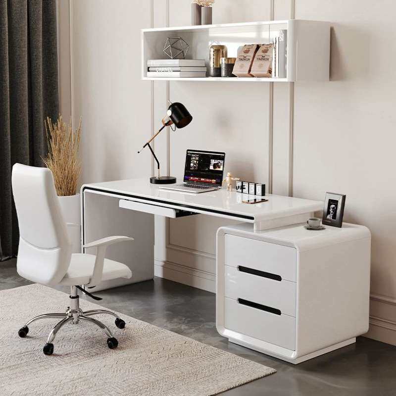 新款简约台式电脑桌家用学习办公桌卧室小户型白色烤漆笔记本书桌