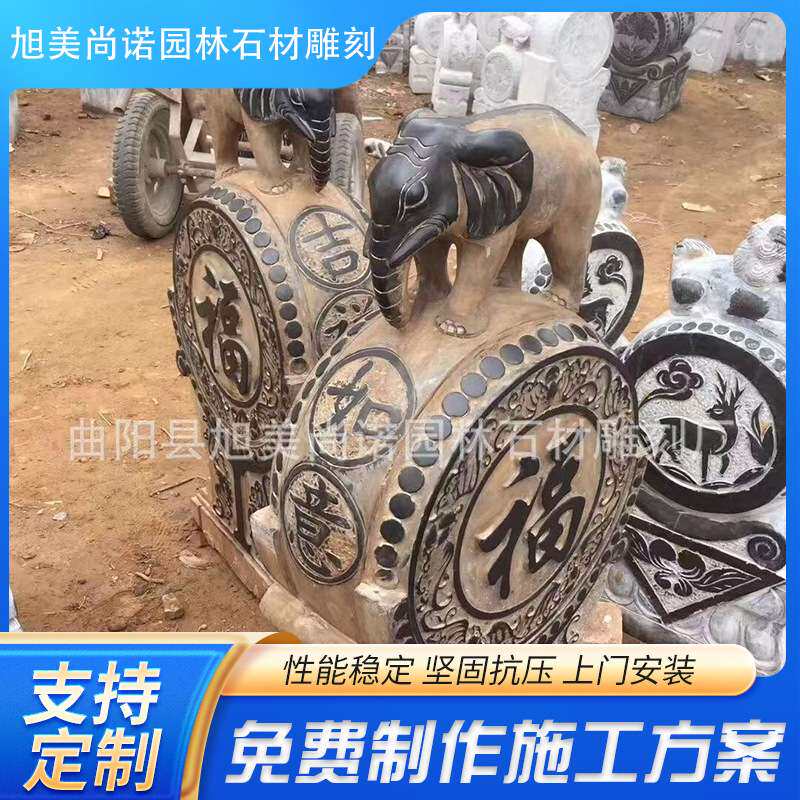 石雕门鼓 仿古抱鼓雕塑 庭院商场门鼓抱鼓青石动物门墩狮子头摆件