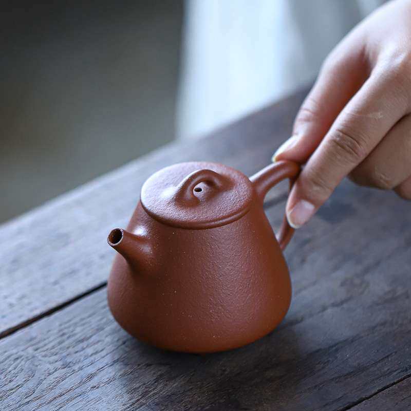 宜兴紫砂壶工堂半手工紫砂茶壶高石瓢原矿降坡150cc网孔薄胎茶具