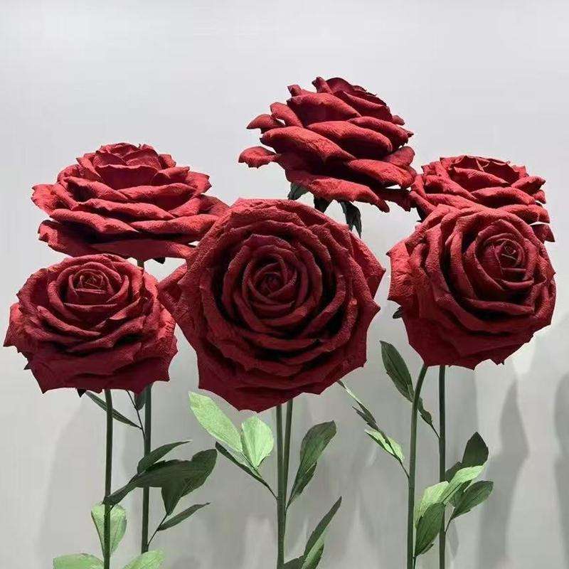 成品立体玫瑰手工纸花婚庆装饰路引节日橱窗婚礼美陈摆件大型布置