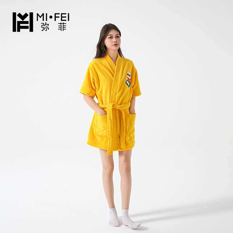 新款成人立领浴袍家用带绑带可穿可裹洗澡浴裙外贸姜黄色吸水浴袍,3C数码配件,USB灯,淘宝优惠券,粉丝福利购,淘宝优惠卷