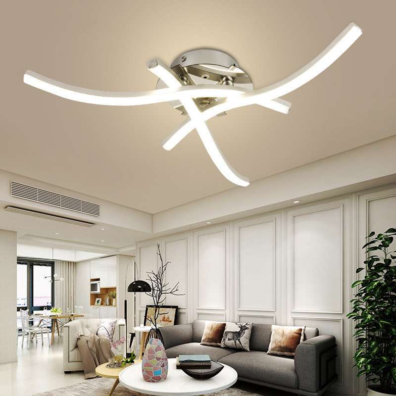三叉四叉波浪吸顶灯 led遥控客厅餐厅北欧现代条形卧室灯天花灯具