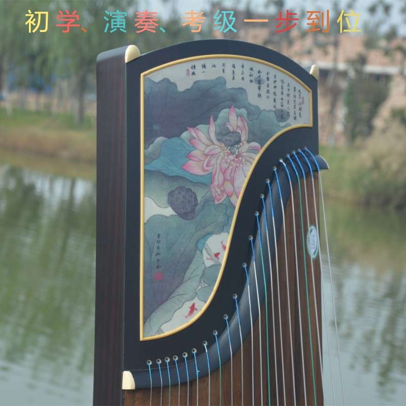 焦韵古筝厂家新款 古筝黑檀绢画款专业演奏古筝 多图混批 修改