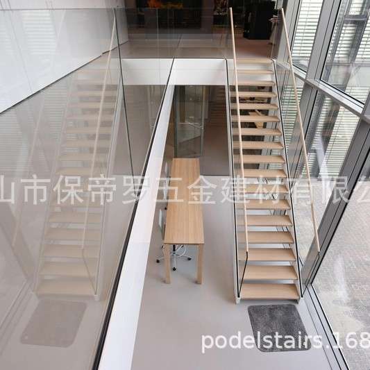 钢木楼梯栏杆不锈钢 玻璃护栏家用钢结构楼梯玻璃栏杆扶手