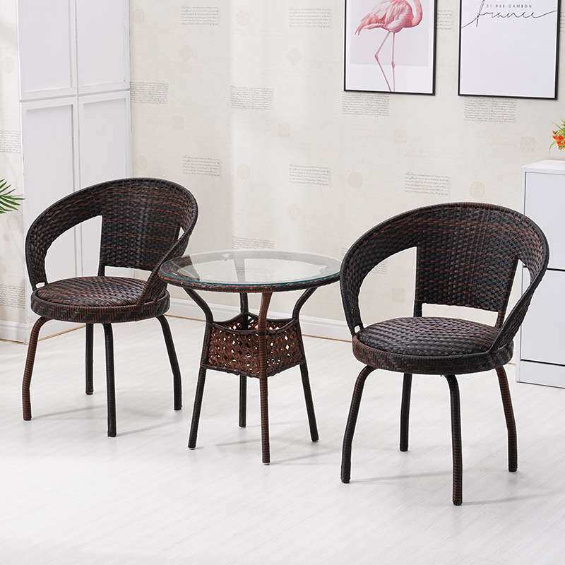 休闲桌椅组合厂家藤椅三件套 阳台藤编桌椅组合 现代简约庭院卧室
